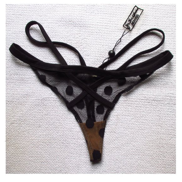 NWT FOR LOVE & LEMONS SKIVVIES CLEMENTINE BLACK STRAPPY THONG PANTY - Picture 4 of 9